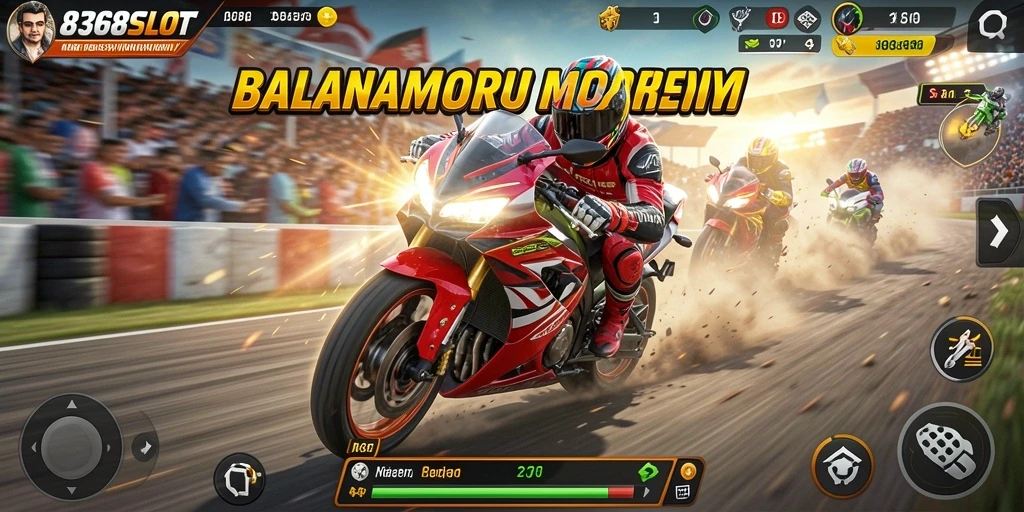 Gameplay mendebarkan di lintasan balapan motor 8368SLOT.