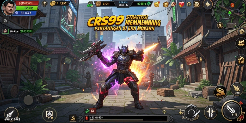 Screenshot permainan CRS99 yang menunjukkan pertempuran strategi yang intens.