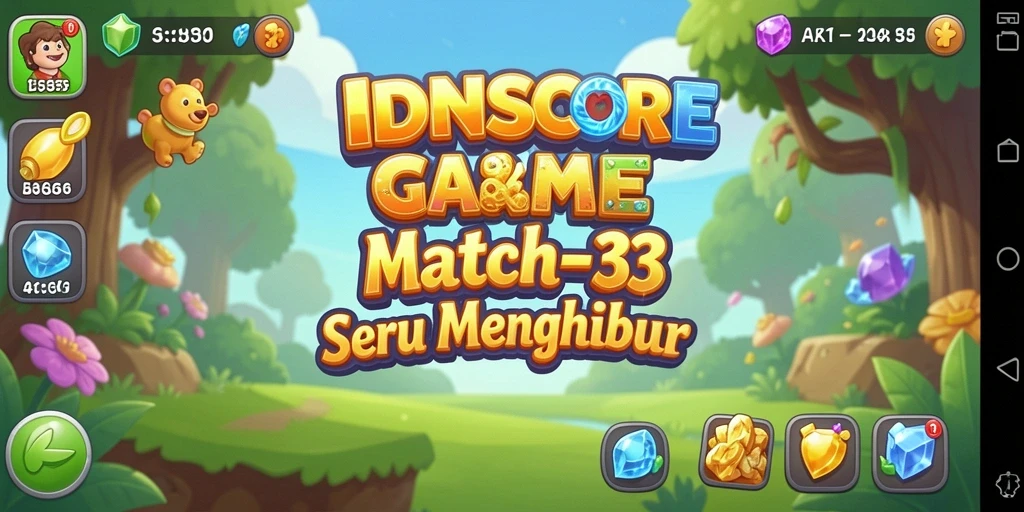Screenshot gameplay IDNSCORE yang menunjukkan kombinasi warna Match-3.