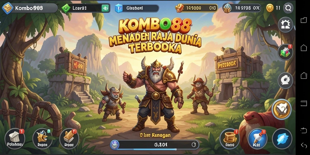 Tampilan gameplay KOMBO88 dengan pemandangan dunia luas dan petualangan seru.
