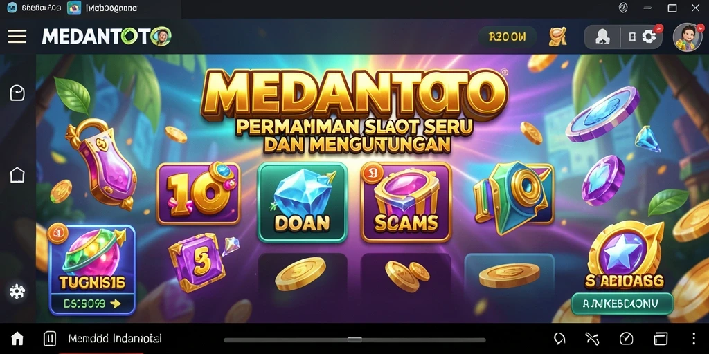 Screenshot gameplay MEDANTOTO dengan tampilan mesin slot yang menarik.