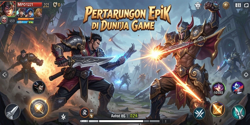 Screenshot gameplay MPO1221 menunjukkan aksi pertarungan yang intens.