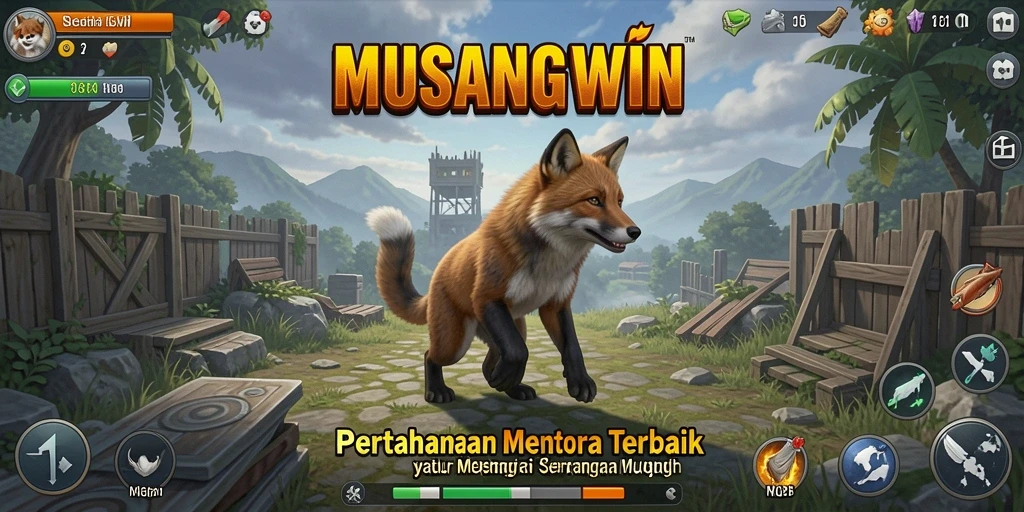 Screenshot utama MUSANGWIN menunjukkan gameplay Tower Defense yang mendebarkan.