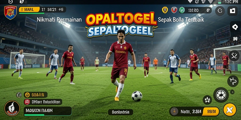 Screenshot gameplay OPALTOGEL menampilkan aksi sepak bola yang mendebarkan.