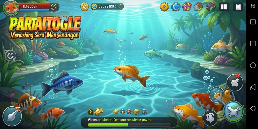 Tampilan gameplay memancing yang menarik dan menenangkan