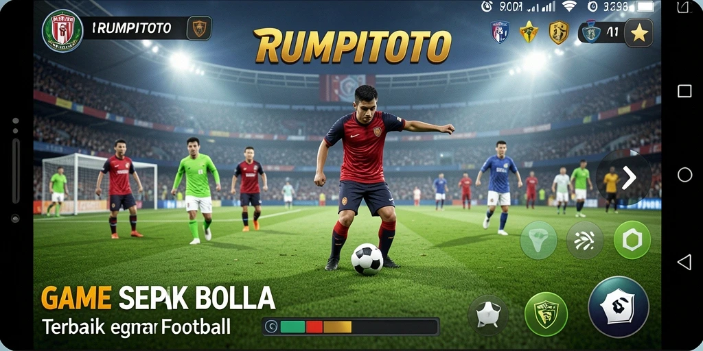 Tangkapan layar RUMPITOTO menampilkan aksi menyerang yang dramatis dalam pertandingan sepak bola.