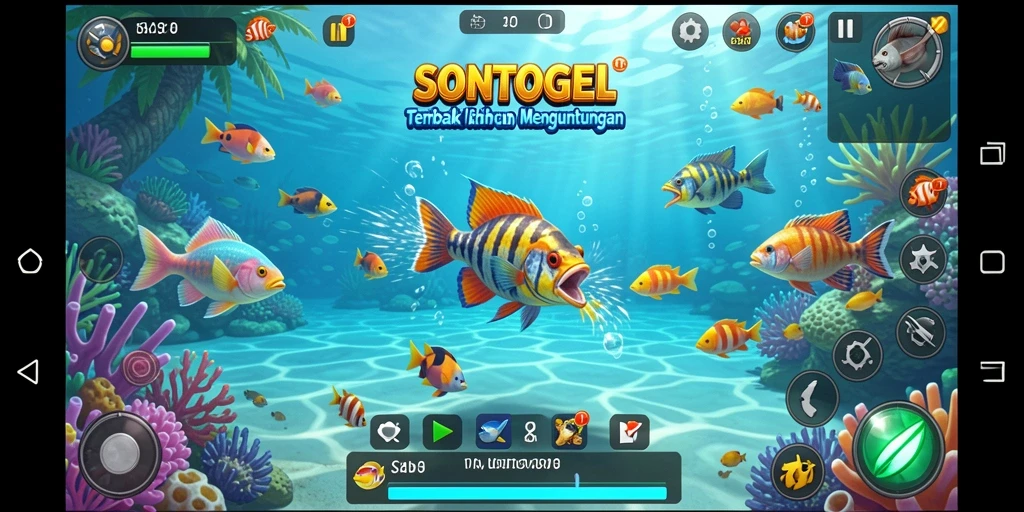 Gameplay menembak ikan yang seru di SONTOGEL.