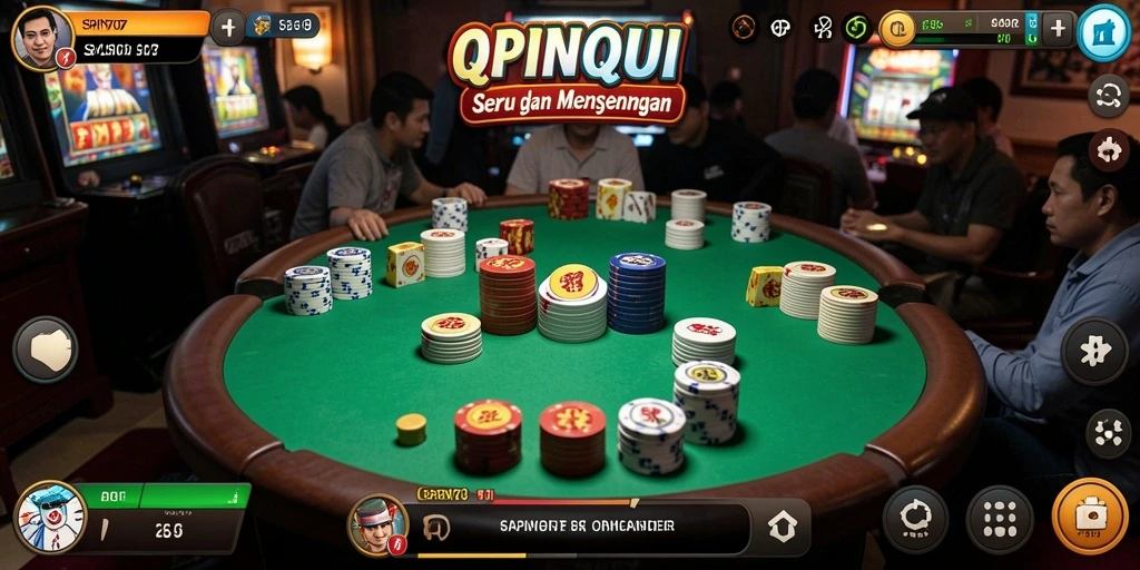 Screenshot utama SPIN707 menampilkan aksi seru permainan QiuQiu.