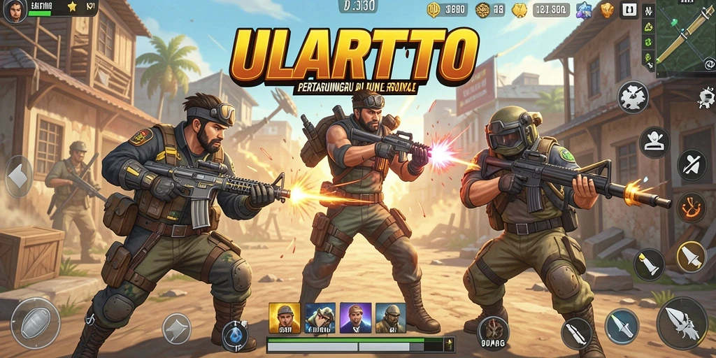 Screenshot gameplay ULARTOTO menunjukkan pertarungan epik Battle Royale.