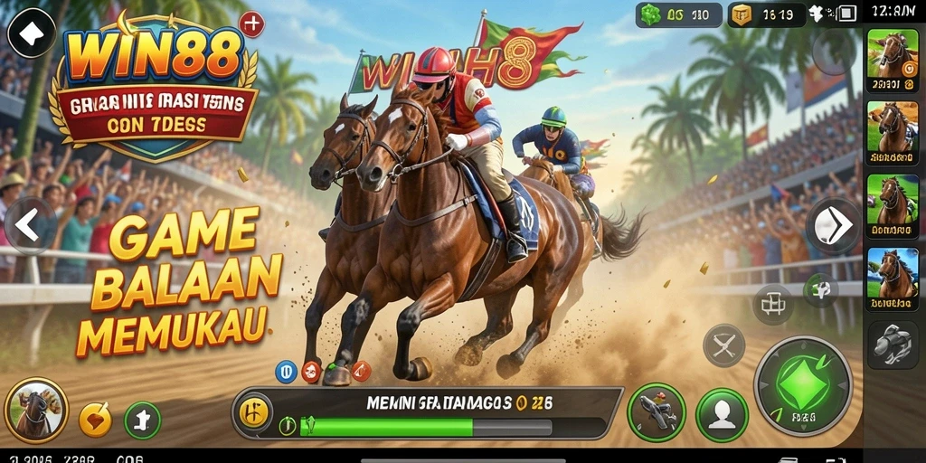 Screenshot gameplay WIN88 menampilkan balapan yang mendebarkan dan mobil yang stylish.