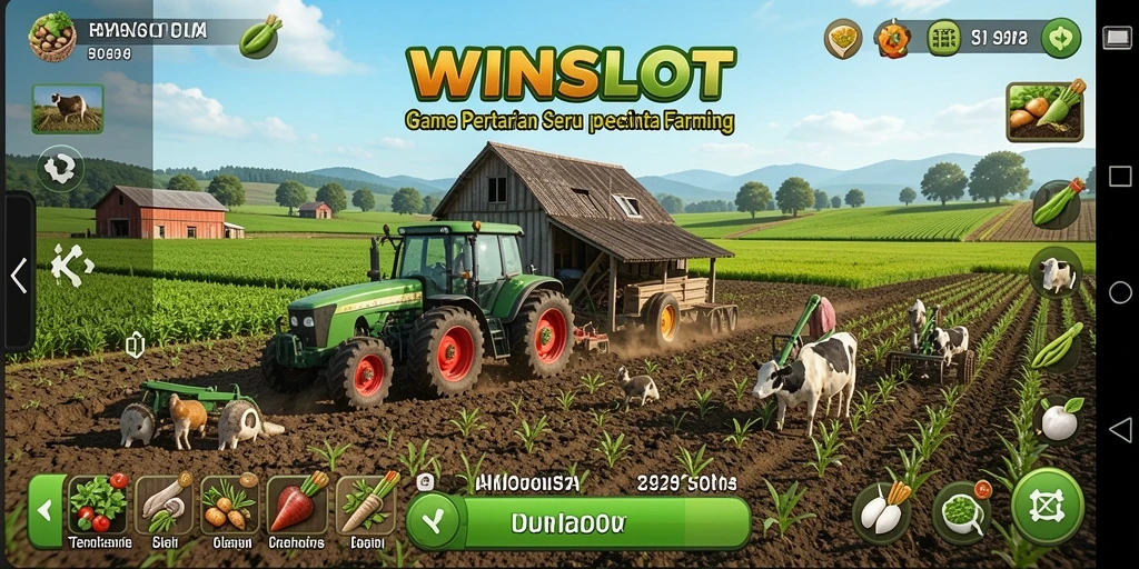 Screenshot menunjukkan gameplay pertanian yang seru dan interaktif di WINSLOT.
